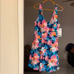 Floral Swimdress Sz 24W YBL Your Best Look NWTs $60 Shelf Bra / Padded / Lined